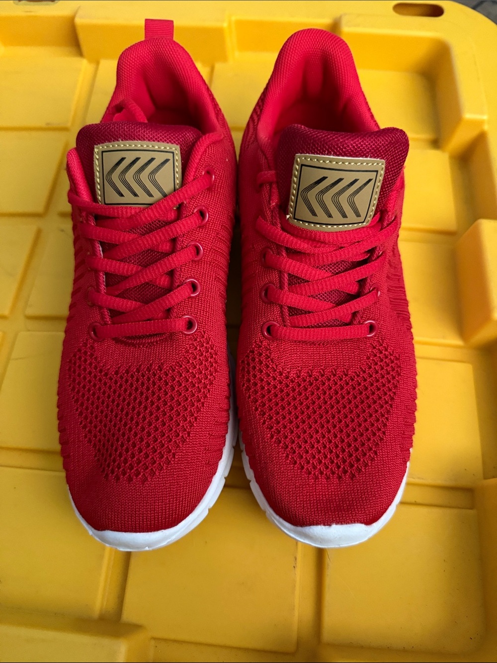Bright Red Knit Athletic Sneakers